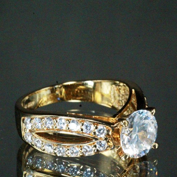 Sterling Silver New Mint QVC CZ Vermeil Ring - Picture 3 of 7